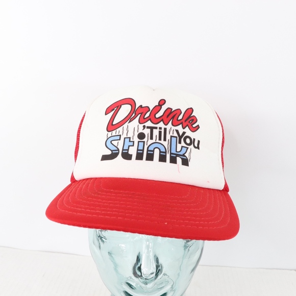 Vintage Other - 80s Drink til you Stink Trucker Snapback Mesh Hat